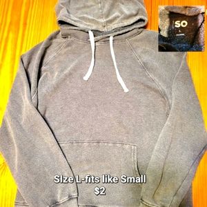 Gray hoodie,L (Fits like S). Black Hoodie, S & Tie-dye Sweatshirt, M